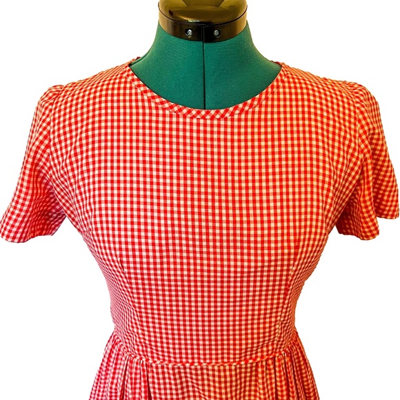 Vintage Red & White Gingham Dress - Size Small/Medium - Picture 4 of 7
